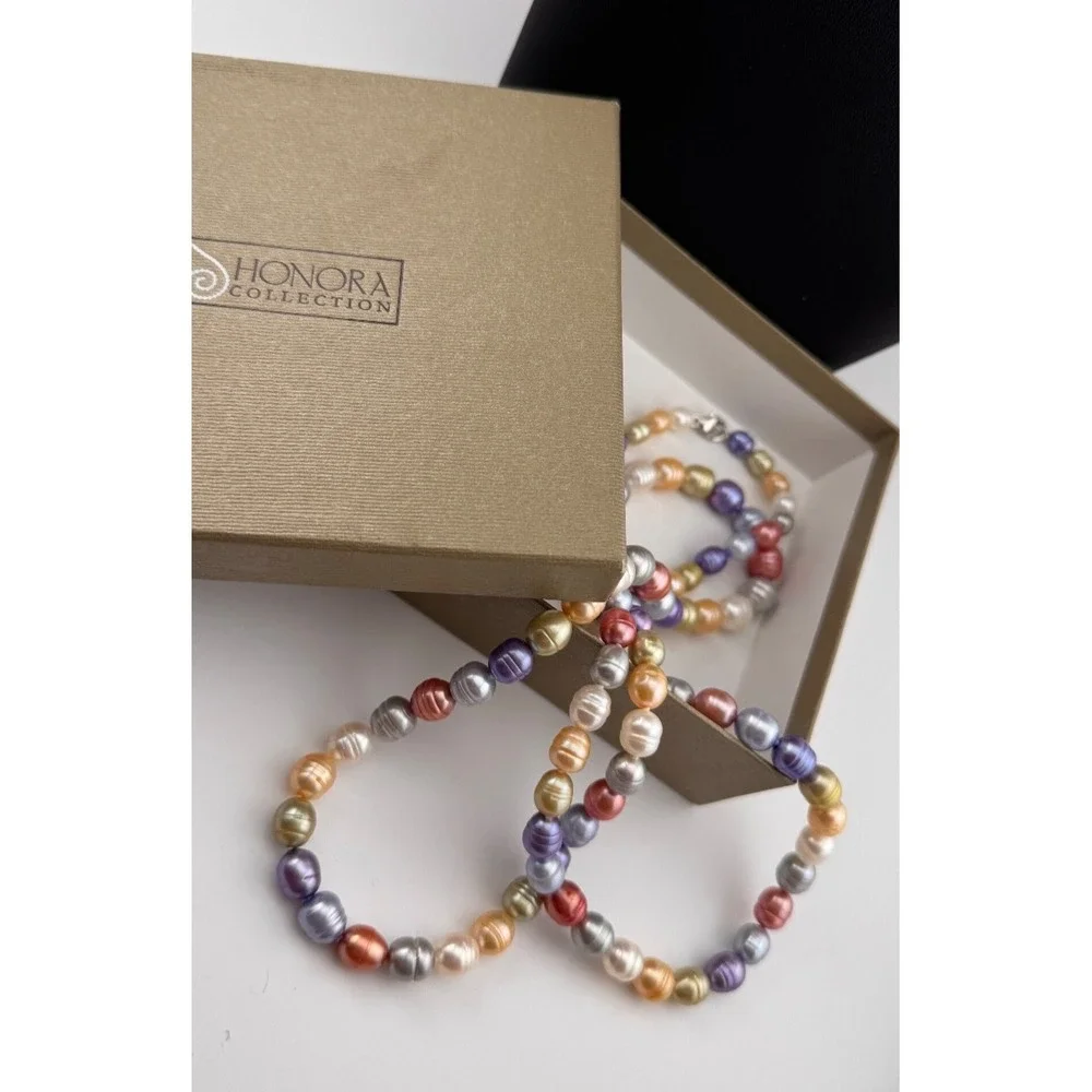 36” Multicolor Cultured Pearl Necklace 925 Sterling Silver Wildflower‎ Honora